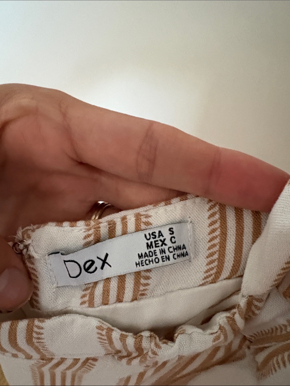 Dex Striped Spaghetti Strap Jumpsuit in White and Tan - Picture 4 of 7